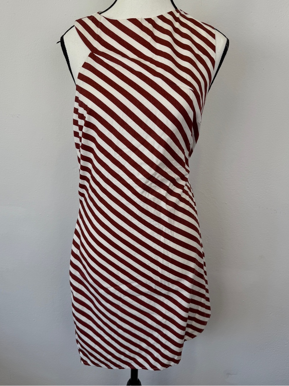 NWT ASOS Size 6 Design Red White Stripe Open Back Mini Dress